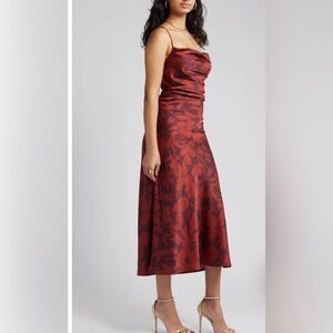 Lost + Wander Amberlust Floral Satin Midi Dress